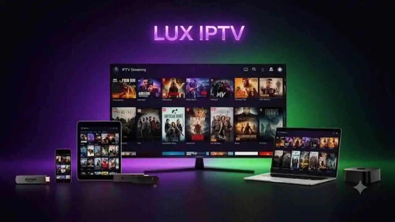 Lux IPTV compatible with Smart TV, Android, iPhone, Fire TV, Windows, MAG, and streaming devices