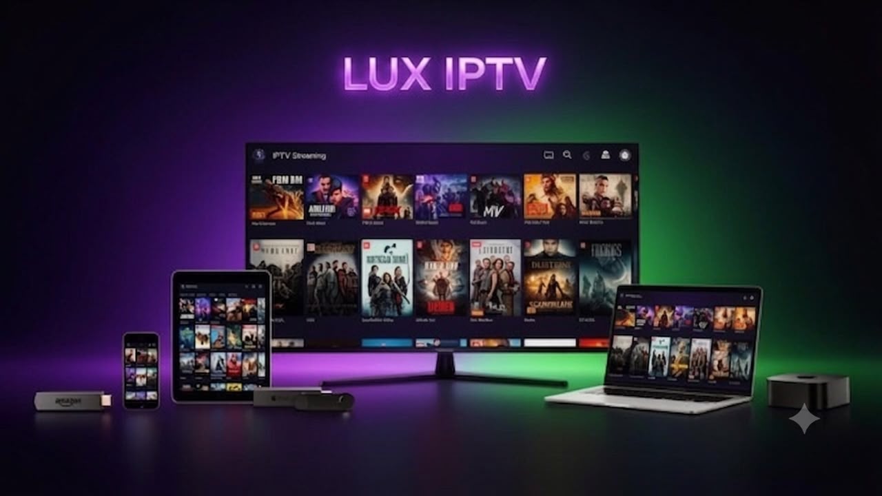 Lux IPTV compatible with Smart TV, Android, iPhone, Fire TV, Windows, MAG, and streaming devices