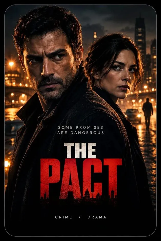 Crime drama movie poster featuring a man and woman in a dark city at night on lux iptv