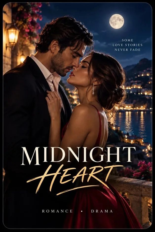 Romantic drama poster featuring an elegant couple overlooking a coastal city at night on lux iptv