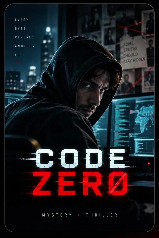 Cyber thriller poster featuring a mysterious hacker in front of computer screens on lux iptv