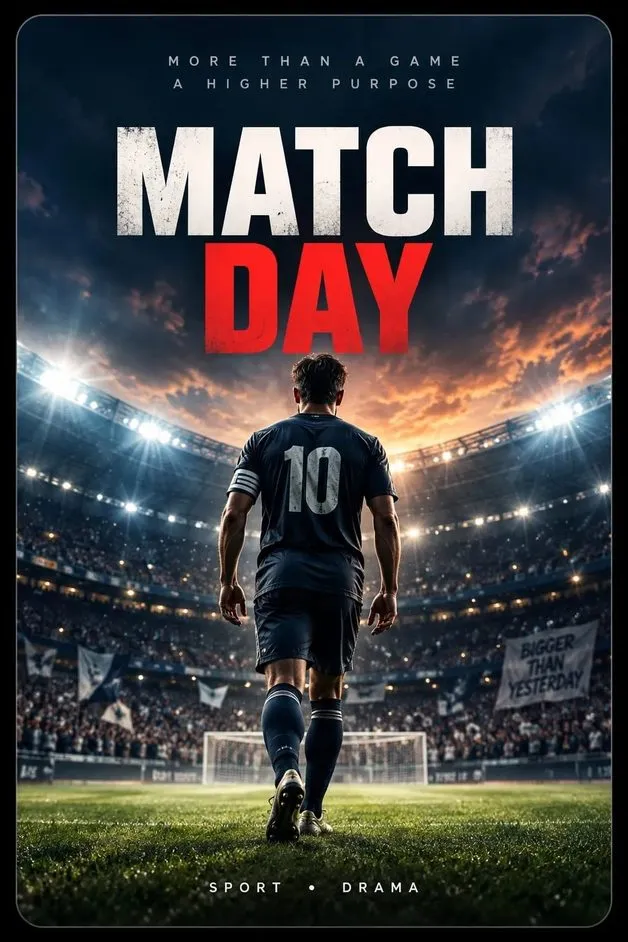 Football drama poster showing a player entering a packed stadium on match day on lux iptv